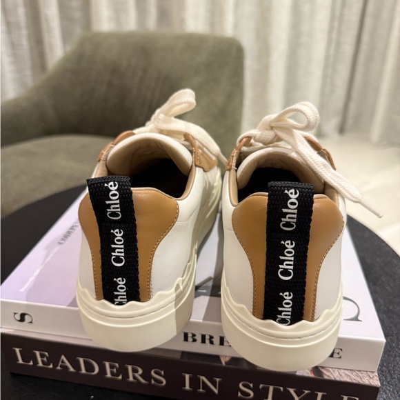 Chloe Lauren White and Tan Sneakers - Picture 3 of 6